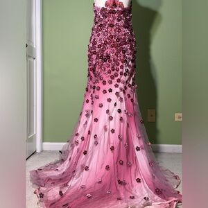 Elegant Pink Floral Evening Gown